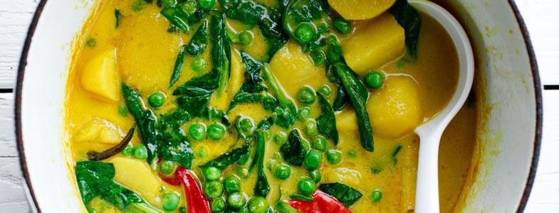 recette végétarienne curry petits pois épinards