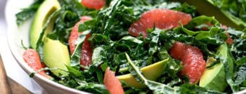 Menu végétarien|Salade pamplemousse, avocat et kale