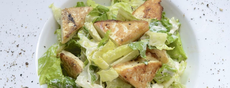 recette cegetarienne cesar salade croutons tofu