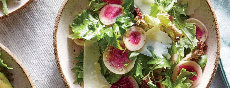 recette vegetarienne salade radis pastèque parmesan