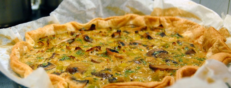 Recette quiche aux poireaux et champignons vegan