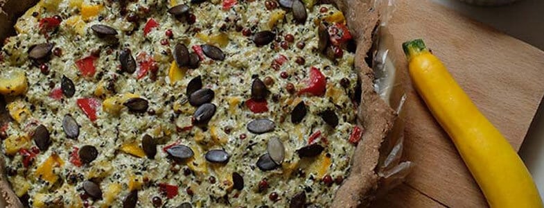 Recette Tarte poivron, courgettes, graines de courge