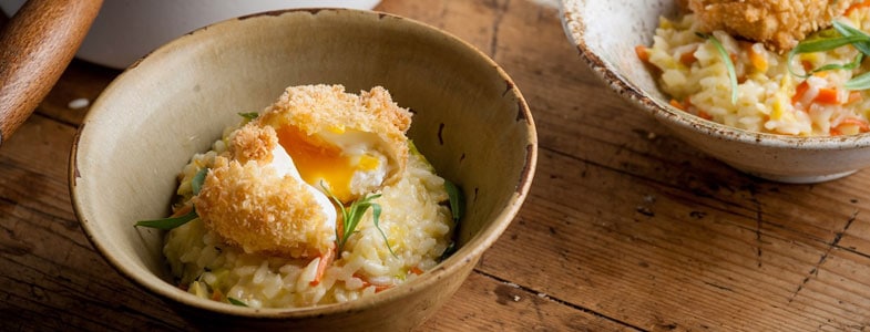 Recette végétarienne \u2013 Risotto d\u0027hiver à l\u0027oeuf croustillant
