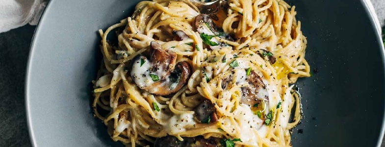 recette végétarienne spaghettis cremeux champignons
